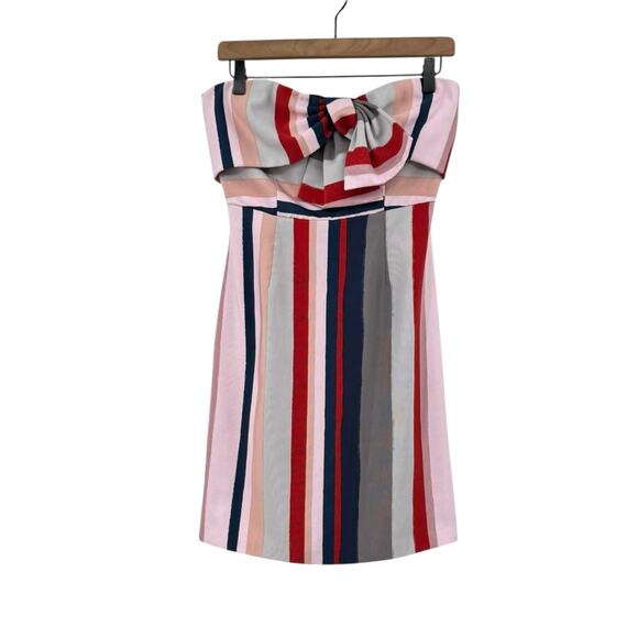 Sam Edelman Multicolor Stripe Bow Detail Strapless Fit & Flare Pencil Dress - Picture 10 of 14